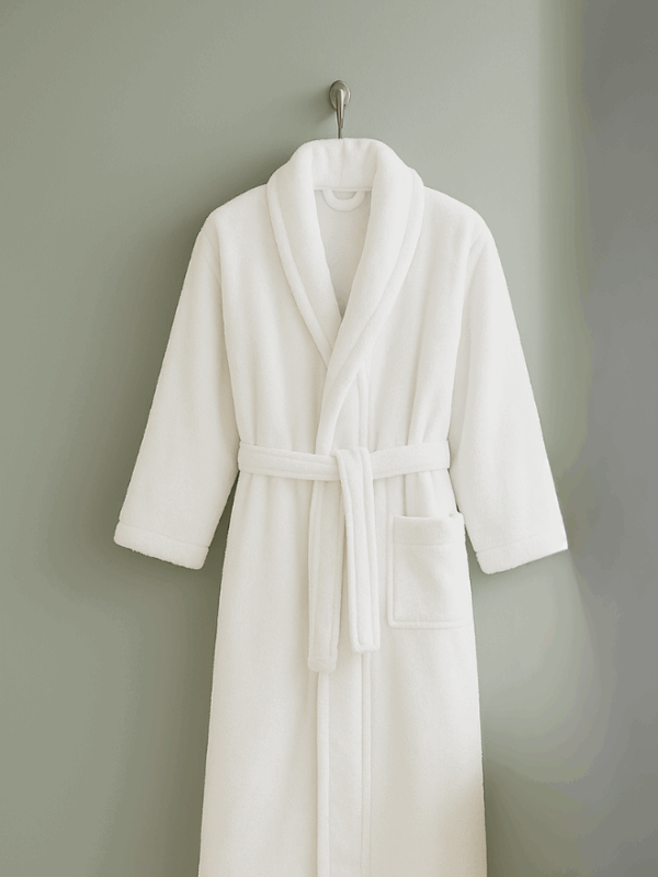 Premium 450 GSM Terry Cotton Bathrobe – White | Luxurious Shawl Collar | Super Absorbent & Ultra-Soft | Unisex Loungewear | 140cm Length