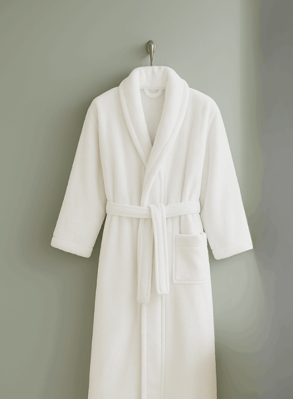 Premium 450 GSM Terry Cotton Bathrobe – White | Luxurious Shawl Collar | Super Absorbent & Ultra-Soft | Unisex Loungewear | 140cm Length