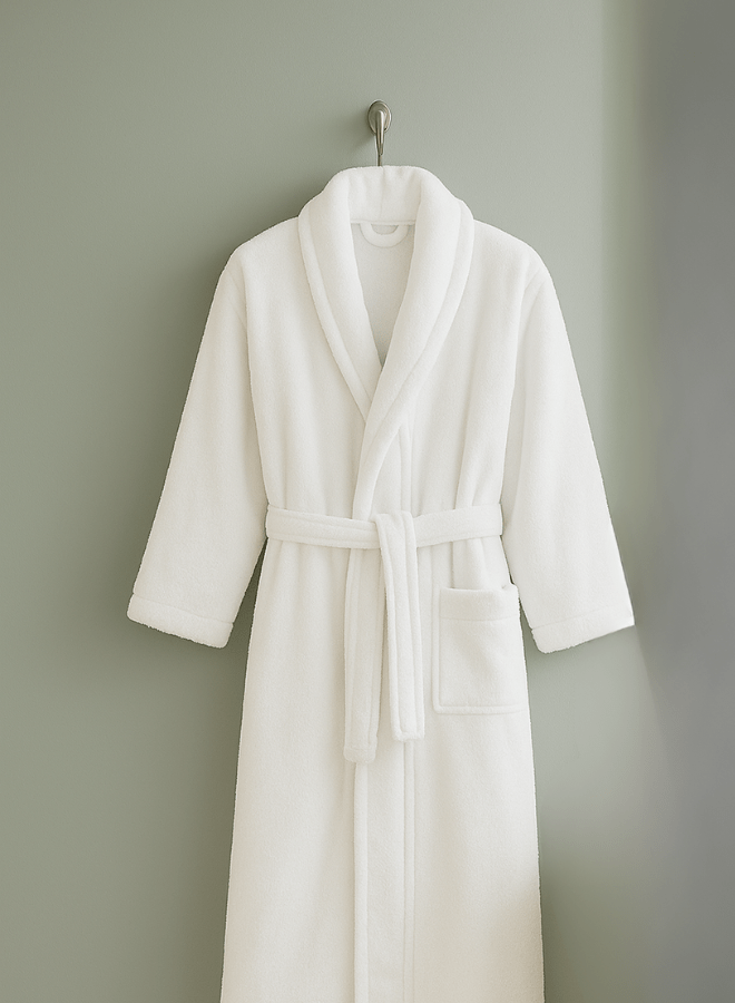 Premium 450 GSM Terry Cotton Bathrobe – White | Luxurious Shawl Collar | Super Absorbent & Ultra-Soft | Unisex Loungewear | 140cm Length