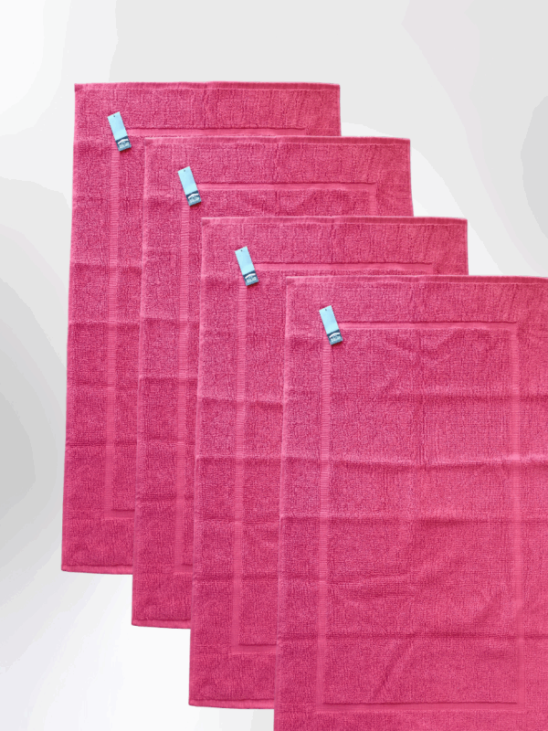 4 Pieces Luxury Bath Mat Set 50X90cm 800 GSM Premium Cotton Ultra Soft and Highly Absorbent Expertly Woven for Durability Hotel And Spa Quality Towels Pink