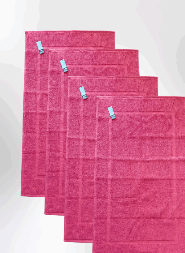 4 Pieces Luxury Bath Mat Set 50X90cm 800 GSM Premium Cotton Ultra Soft and Highly Absorbent Expertly Woven for Durability Hotel And Spa Quality Towels Pink