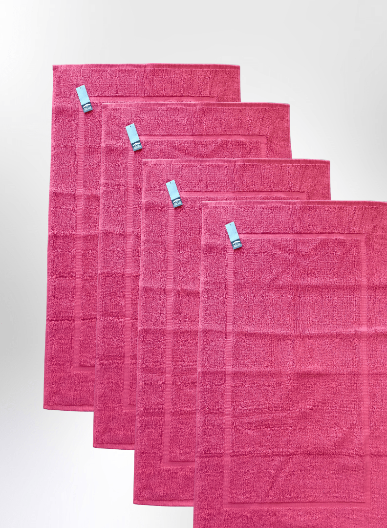 1 4 Pieces Luxury Bath Mat Set 50X90cm 800 GSM Premium Cotton Ultra Soft and Highly Absorbent Expertly Woven for Durability Hotel And Spa Quality Towels Pink
