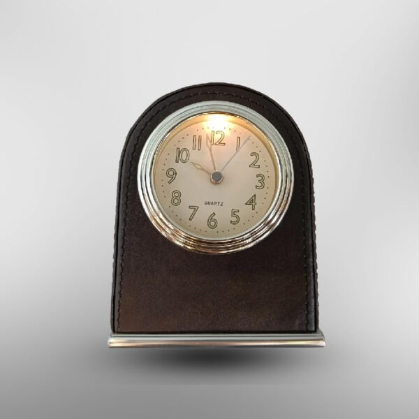 Leather Alarm Clock Mute Movement Hotel Table Desktop Decoration Bell with Light Battery Perfect Home and Office Decor