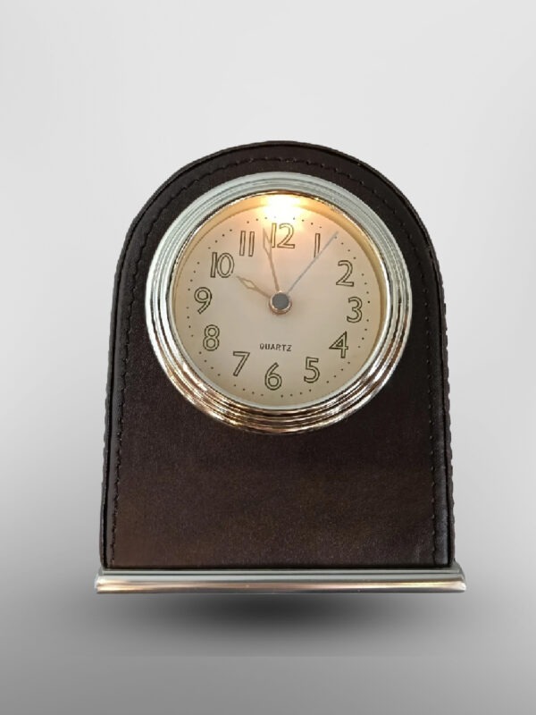 Leather Alarm Clock Mute Movement Hotel Table Desktop Decoration Bell with Light Battery Perfect Home and Office Decor