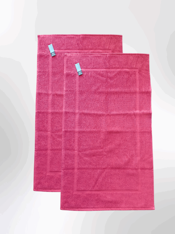 2 Pieces Luxury Bath Mat Set 50X90cm 800 GSM Premium Cotton Ultra Soft and Highly Absorbent Expertly Woven for Durability Hotel And Spa Quality Towels Pink