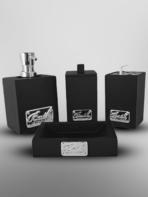 Luxury 4 Pieces Bathroom Accessory Set - Dispenser Soap Dish Toothbrush Holder And Amenities Jar