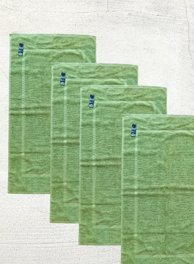 1 4 Pieces Luxury Bath Mat Set 50X90cm 800 GSM Premium Cotton Ultra Soft and Highly Absorbent Expertly Woven for Durability Hotel And Spa Quality Towels Green