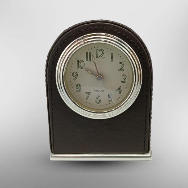 Leather Alarm Clock Mute Movement Hotel Table Desktop Decoration Bell with Light Battery Perfect Home and Office Decor