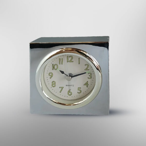 Silver Analog Alarm Clock - 9x9 cm Stylish Design Perfect for Bedroom And Office Decor