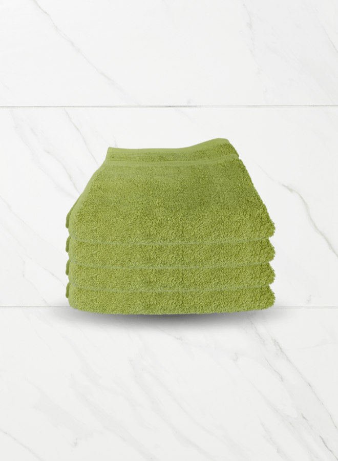 4 Pieces Luxury Hand Towel Set 50x80cm 630 GSM Premium Cotton Ultra Soft and Highly Absorbent Expertly Woven for Durability Hotel And Spa Quality Towels Green