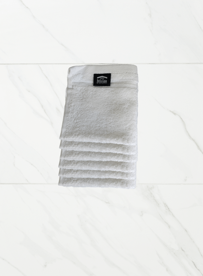 6 pc Luxury Face Towel Set (30x30cm) 630 GSM, 100% Premium Cotton, Ultra Soft and Highly Absorbent, Expertly Woven for Durability, Hotel & Spa Quality Towels, White