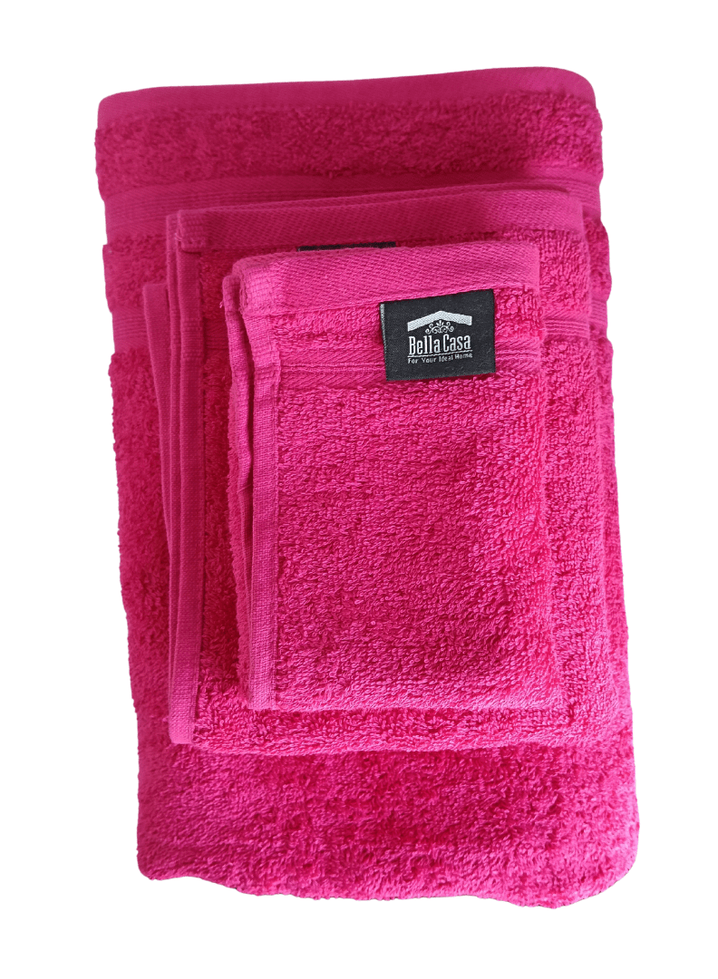 Untitled design (51) Bella Casa - 3 pc Luxury Towel Set, 100% Premium Cotton, 630 GSM, Ultra Soft and Highly Absorbent, Expertly Woven for Durability, Hotel & Spa Quality Towels, 1 Bath Towel 70X150, 1 Hand Towel 50X80cm, 1 Face Towel 30X30cm, Pink