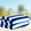 2pcs Luxury Oversized Beach Towel Set Pack of 2 90x180cm Extra Large Premium Cotton 550 GSM Ultra Soft and Highly Absorbent Pool Cabana Stripe Hotel And Spa Quality Towels Blue and White Stripe.