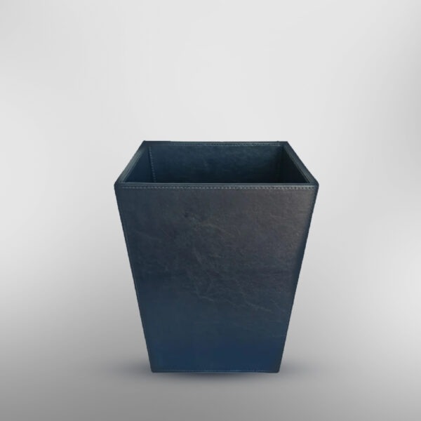 Pearl Coast Classic Leather Trash Cans Waste Paper Basket, Storage Bin for Bathroom, Kitchen, Office and High Class Hotel (BLUE) 28x18 cm