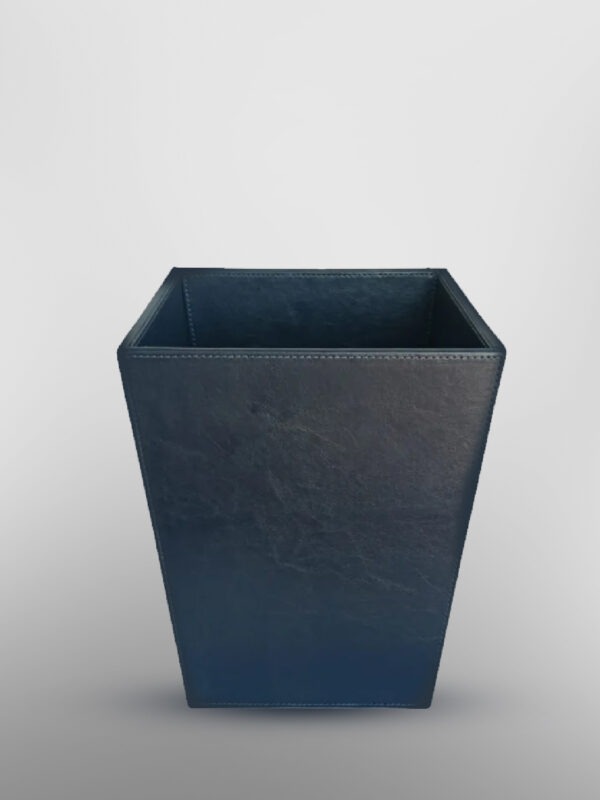 Pearl Coast Classic Leather Trash Cans Waste Paper Basket, Storage Bin for Bathroom, Kitchen, Office and High Class Hotel (BLUE) 28x18 cm