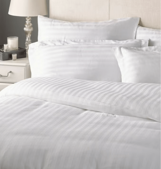Luxurious Stripe Duvet Cover Set | 3 pc White Bedding Set 1 Duvet Cover 0.5cm Stripe 230x220cm 2 Pillowcases 60x90+15cm