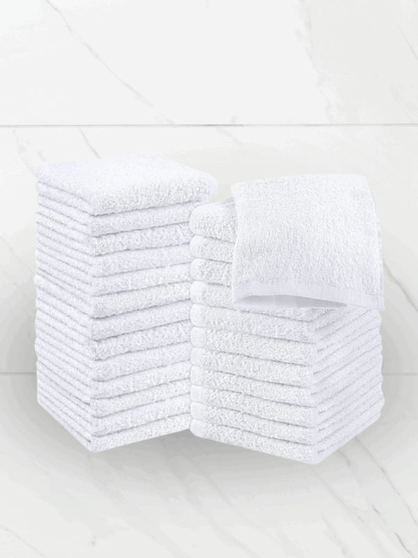 Pack of 24 White Cotton Washcloths Set Premium Cotton, Premium Quality Face Cloths, Highly Absorbent and Super Soft