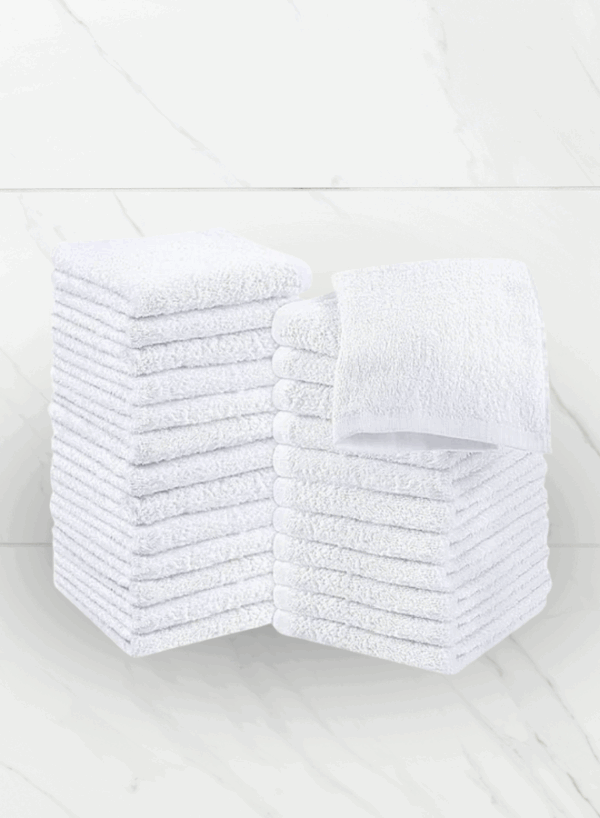Pack of 24 White Cotton Washcloths Set Premium Cotton, Premium Quality Face Cloths, Highly Absorbent and Super Soft