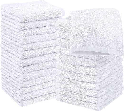 White Cotton Washcloths Set Premium Cotton, Premium Quality Face Cloths, Highly Absorbent and Super Soft
