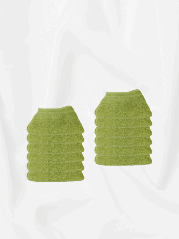 12 Pieces Luxury Face Towel Set 30x30cm 630 GSM Premium Cotton Ultra Soft and Highly Absorbent Expertly Woven for Durability Hotel And Spa Quality Towels Green