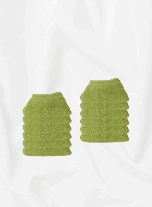 12 Pieces Luxury Face Towel Set 30x30cm 630 GSM Premium Cotton Ultra Soft and Highly Absorbent Expertly Woven for Durability Hotel And Spa Quality Towels Green