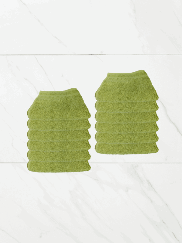 12 Pieces Luxury Face Towel Set 30x30cm 630 GSM Premium Cotton Ultra Soft and Highly Absorbent Expertly Woven for Durability Hotel And Spa Quality Towels Green