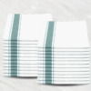Soft Linen Wiping Cloth, White with Green stripe (50x70 cm) | pack of (number) Pack of 24