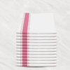 Soft Linen Wiping Cloth, White with Pink stripe (50x70 cm) | Pack of 12