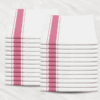 Soft Linen Wiping Cloth, White with Pink stripe (50x70 cm) | Pack of 24