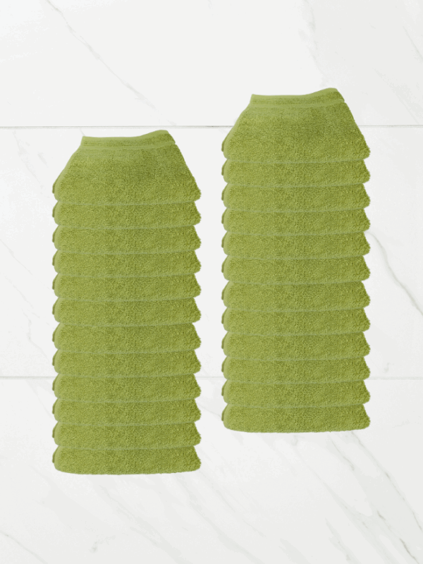 24 Pieces Luxury Face Towel Set 30x30cm 630 GSM Premium Cotton Ultra Soft and Highly Absorbent Expertly Woven for Durability Hotel And Spa Quality Towels Green