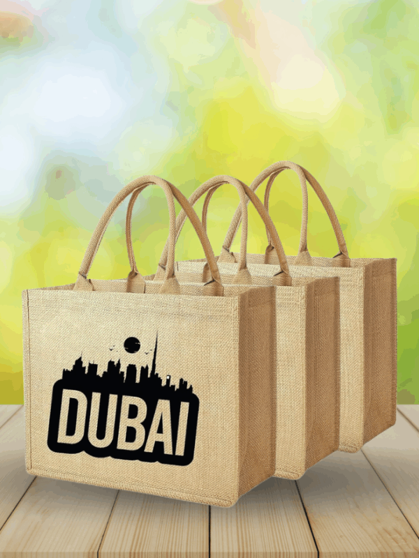 Dubai Souvenir Jute Bag – EcoChic Tote Bags | Pack of 3 | Durable, Stylish & Reusable