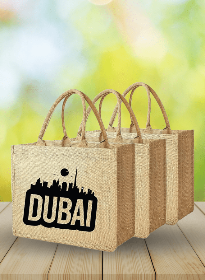 Dubai Souvenir Jute Bag – EcoChic Tote Bags | Pack of 3 | Durable, Stylish & Reusable