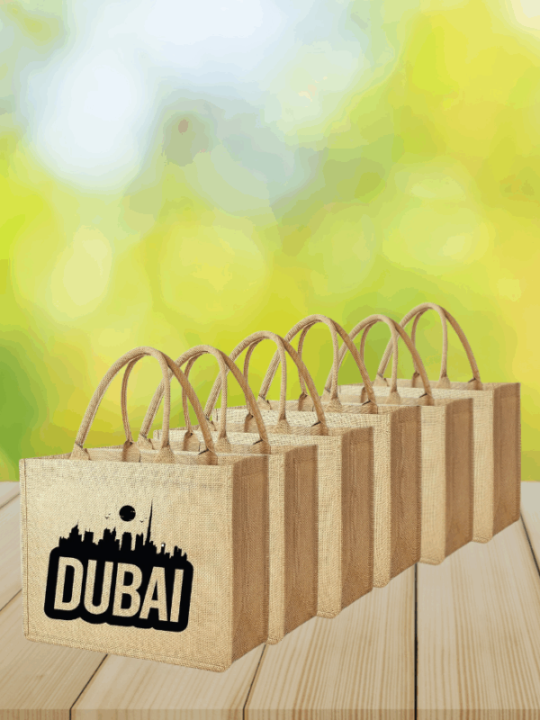 Dubai Souvenir Jute Bag – EcoChic Tote Bags | Pack of 6 | Durable, Stylish & Reusable