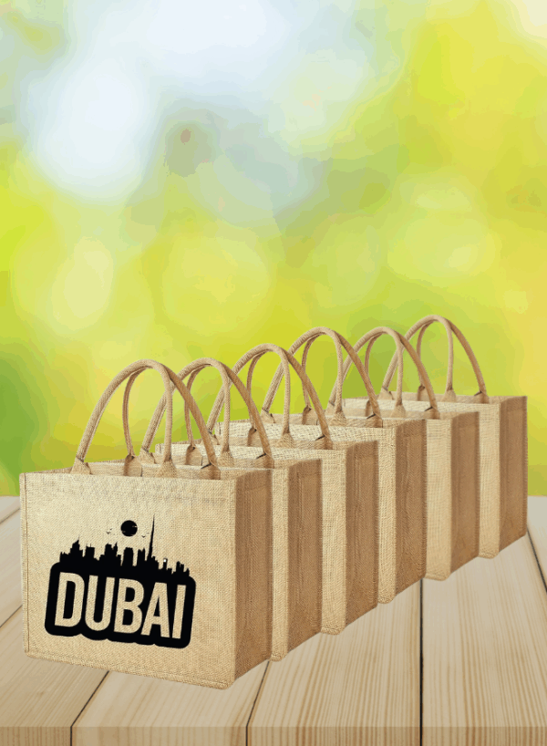 Dubai Souvenir Jute Bag – EcoChic Tote Bags | Pack of 6 | Durable, Stylish & Reusable