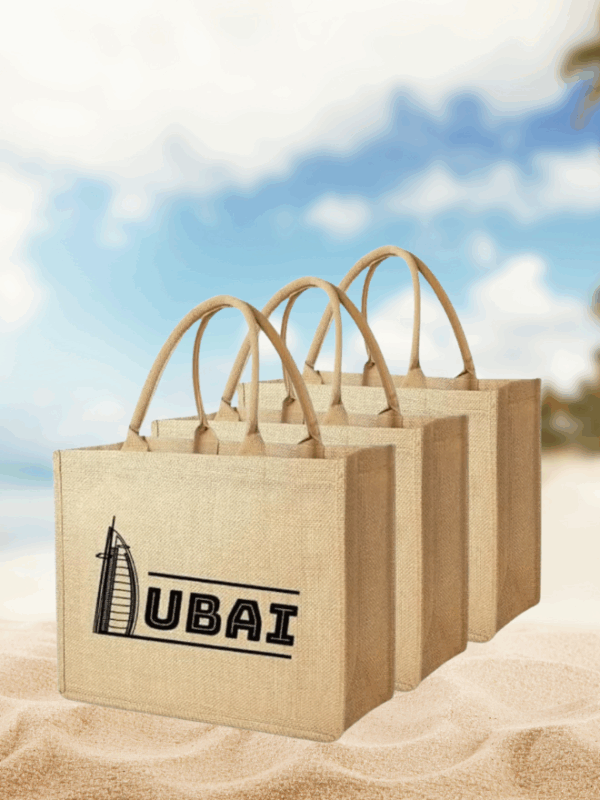 Dubai Souvenir Jute Bag – EcoChic Tote Bags | Pack of 3 | Durable, Stylish & Reusable