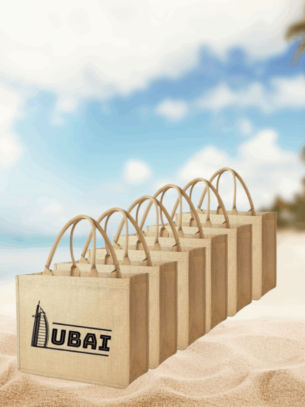 Dubai Souvenir Jute Bag – EcoChic Tote Bags | Pack of 6 | Durable, Stylish & Reusable