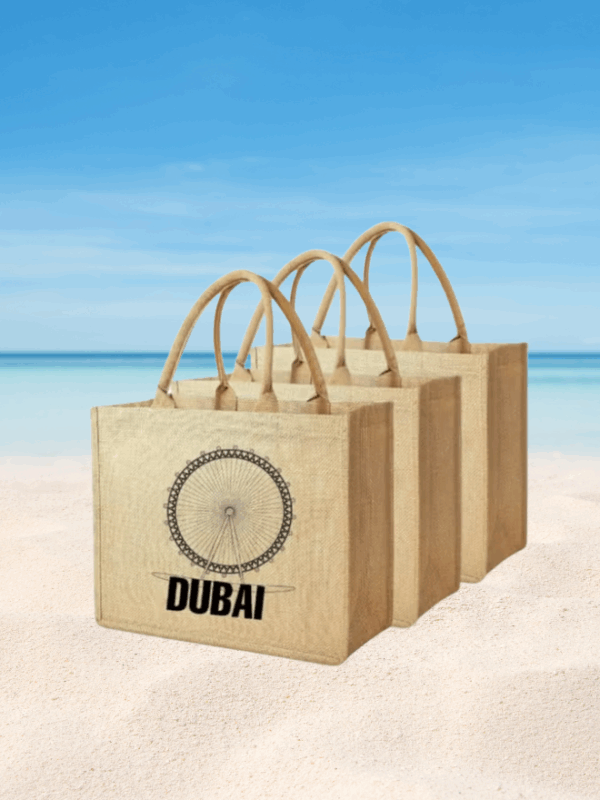 Dubai Souvenir Jute Bag – EcoChic Tote Bags | Pack of 3 | Durable, Stylish & Reusable