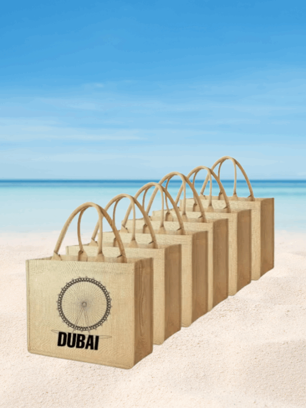 Dubai Souvenir Jute Bag – EcoChic Tote Bags | Pack of 6 | Durable, Stylish & Reusable