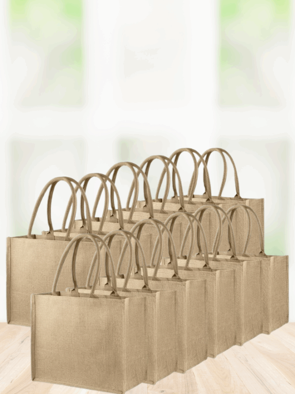 Dubai Souvenir Jute Bag – EcoChic Tote Bags | Pack of 12 | Durable, Stylish & Reusable