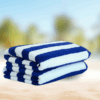 2pcs Luxury Oversized Beach Towel Set Pack of 2 90x180cm Extra Large Premium Cotton 550 GSM Ultra Soft and Highly Absorbent Pool Cabana Stripe Hotel And Spa Quality Towels Blue and White Stripe.