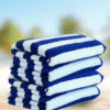 2pcs Luxury Oversized Beach Towel Set Pack of 2 90x180cm Extra Large Premium Cotton 550 GSM Ultra Soft and Highly Absorbent Pool Cabana Stripe Hotel And Spa Quality Towels Blue and White Stripe.