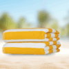 2 Pcs Luxury Oversized Beach Towel Set Pack of 2 90x180cm Extra Large Premium Cotton 600 GSM Ultra Soft and Highly Absorbent Pool Cabana Stripe Hotel And Spa Quality Towels Yellow and White Stripe