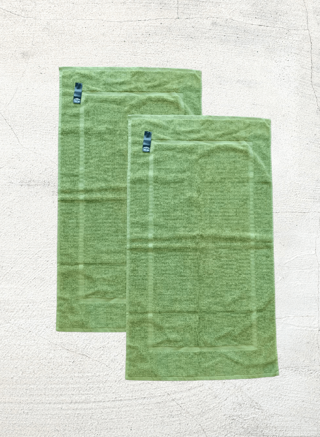 1 2 Pieces Luxury Bath Mat Set 50X90cm 800 GSM Premium Cotton Ultra Soft and Highly Absorbent Expertly Woven for Durability Hotel And Spa Quality Towels Green