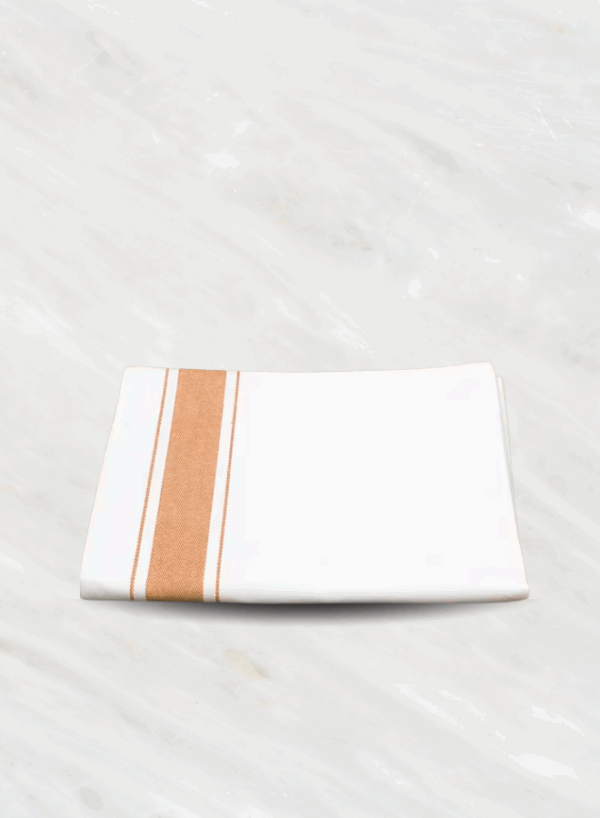 Soft Linen Wiping Cloth, White with Yellow stripe (50x70 cm) | Pack of 24