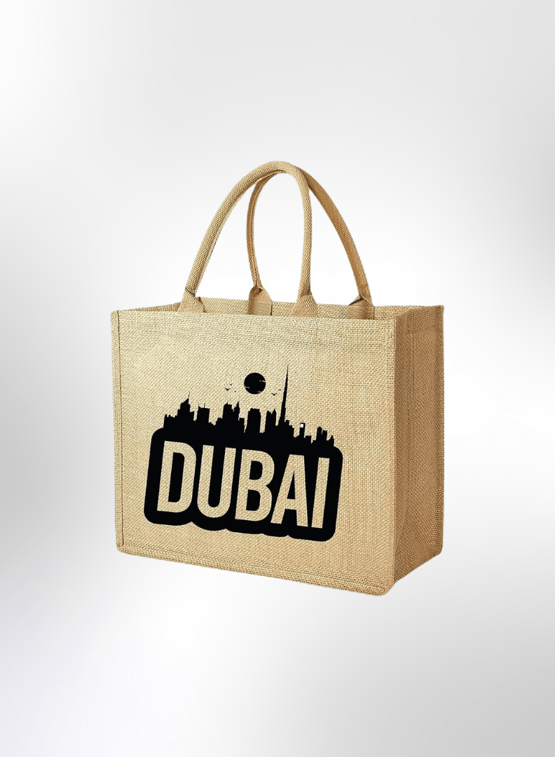2 Dubai Souvenir Jute Bag – EcoChic Tote Bags | Pack of 12 | Durable, Stylish & Reusable