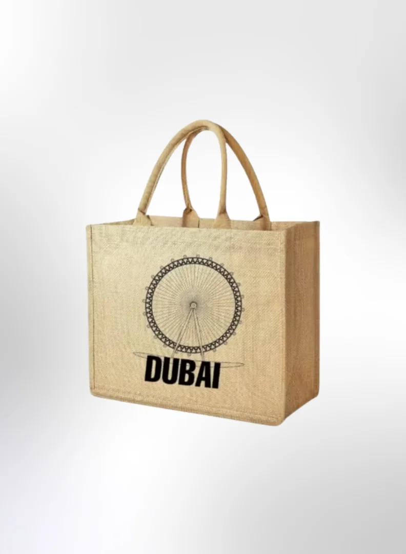 2 Dubai Souvenir Jute Bag – EcoChic Tote Bags | Pack of 6 | Durable, Stylish & Reusable