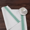 Soft Linen Wiping Cloth, White with Green stripe (50x70 cm) | pack of (number) Pack of 24