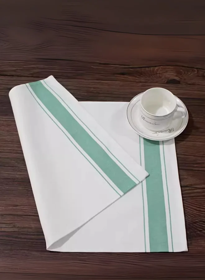 3 Soft Linen Wiping Cloth, White with Green stripe (50x70 cm) | pack of (number) Pack of 12