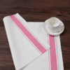 Soft Linen Wiping Cloth, White with Pink stripe (50x70 cm) | Pack of 12