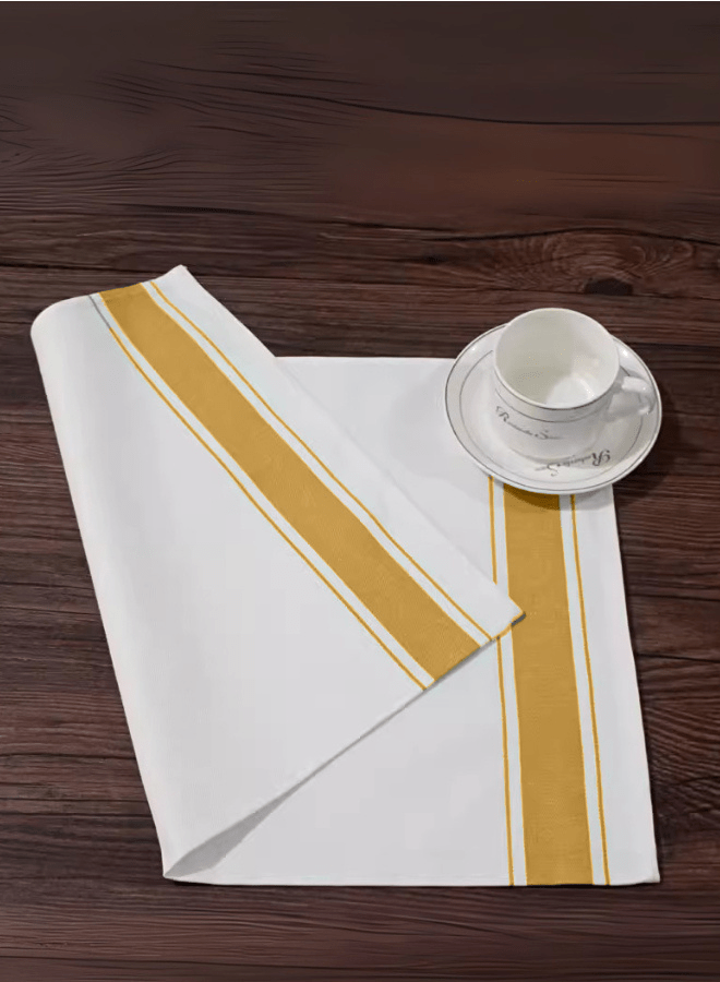 3 Soft Linen Wiping Cloth, White with Yellow stripe (50x70 cm) | Pack of 12